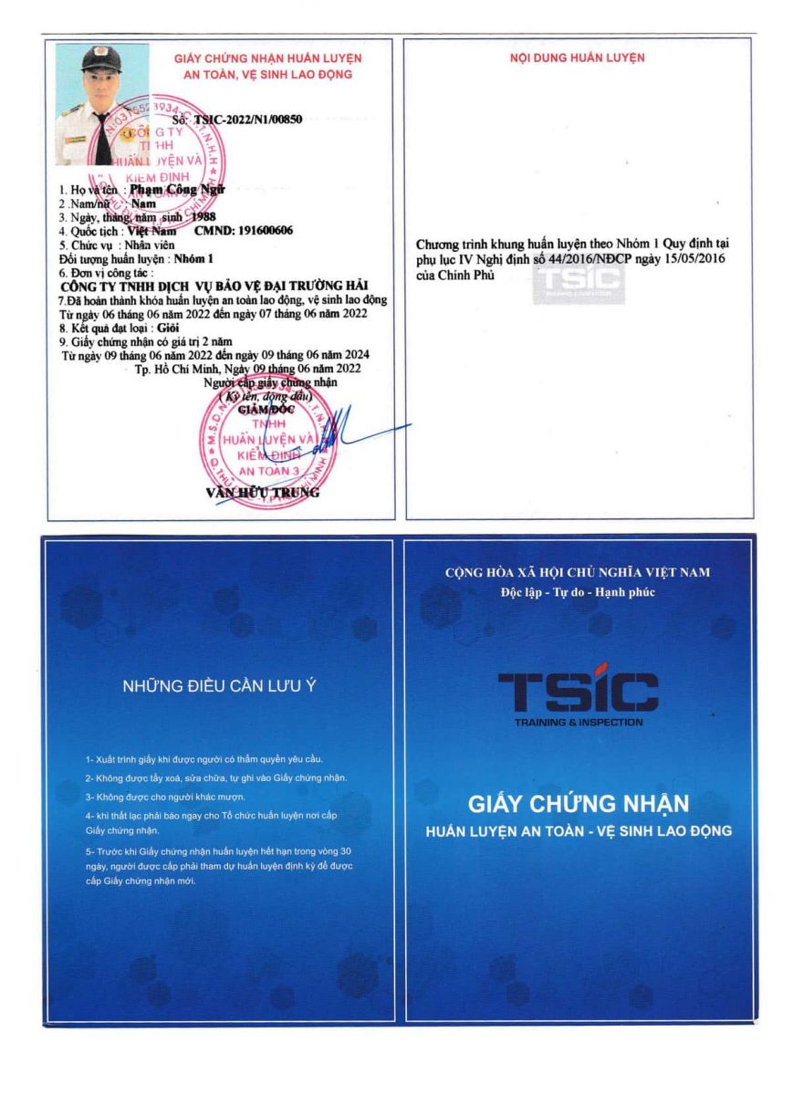 Huấn luyện An toàn Nhóm 1 Bình Dương